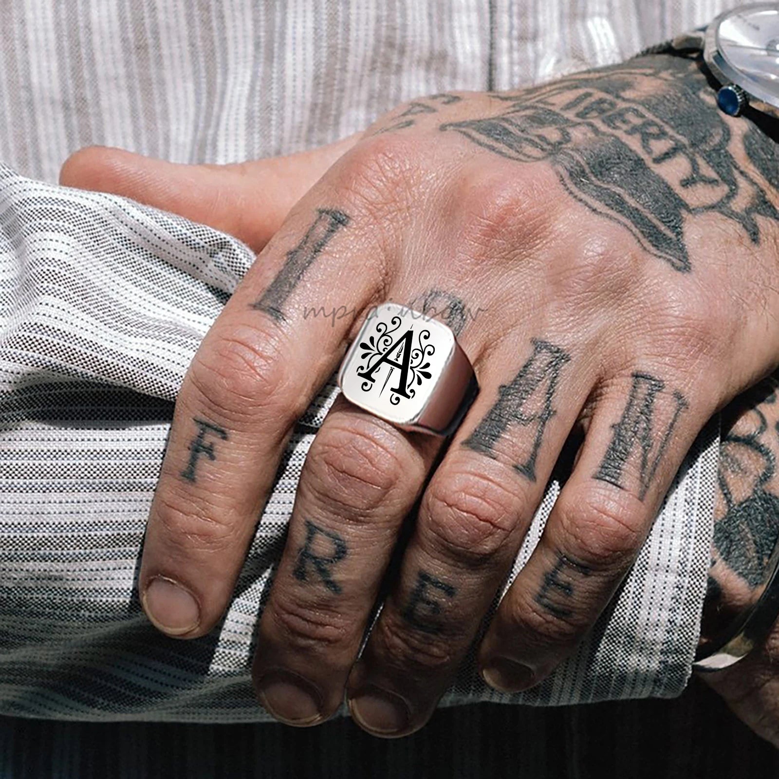 Alphabet Signet Ring — Stainless Steel