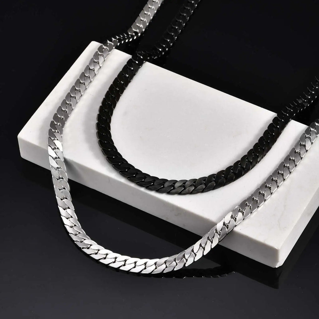 Stainless Steel Cuban Chain Necklace for Men 6mm Chain Punk Minimalist Necklace Hip Hop Waterproof Jewelry Gift 50/55cm
