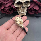 3D Raven Skull Necklace Resin Replica Raven Magpie Crow Poe Gothic Gift,Halloween Raven Skull Necklace,Goth Bird Skull Jewelry