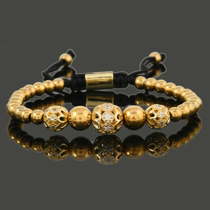 Luxury Stainless Steel Beads Ball Charms Man Bracelets For Women Jewelry Gift