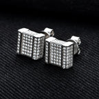 Iced Out Square Stud Earrings — 925 Silver
