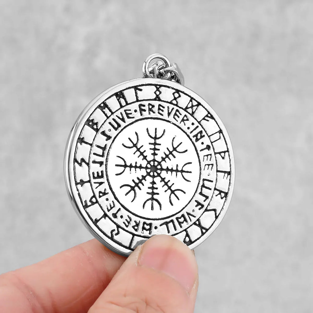 Norse Mythology Viking Wolf Necklaces Men Stainless Steel Viking Runes Vegvisir Amulet Pendant Scandinavian Vintage