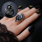 Gothic Vampire Bat Ring Crystal Ring Gothic Witch Ring Victorian Pagan Jewelry Gift For Bat Lovers Adjustable Bat Cameo Rings