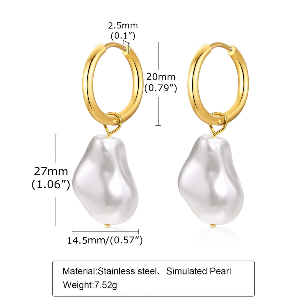 Baroque Pearl Huggie Hoop Earrings — Statement