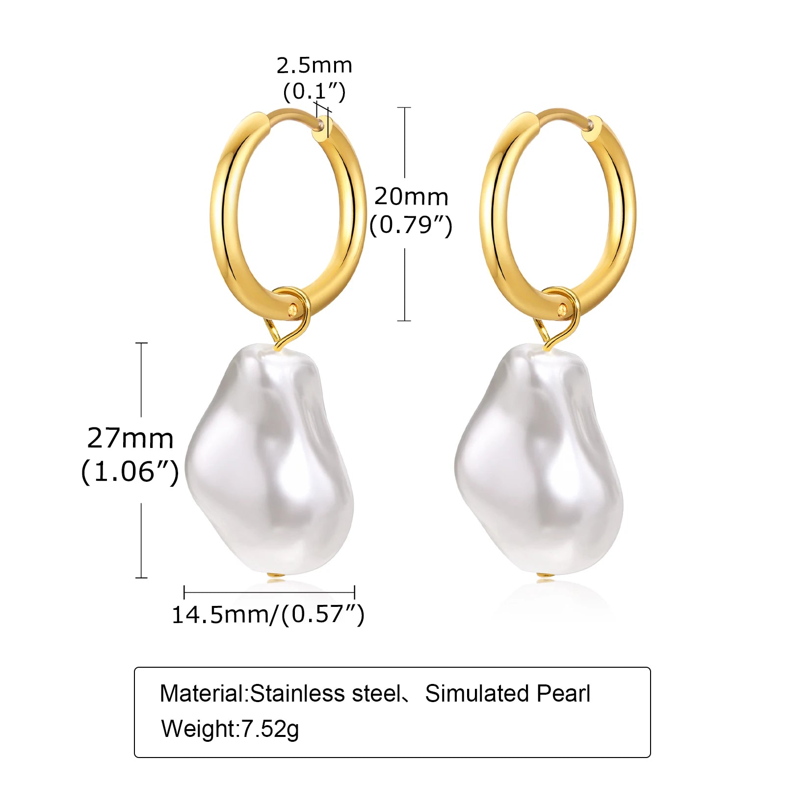 Baroque Pearl Huggie Hoop Earrings — Statement