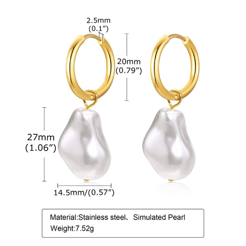 Baroque Pearl Huggie Hoop Earrings — Statement