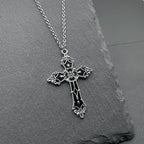 Y2k Black Series Cross And Bat Pendants Unisex Necklace Stainless Steel Chain Jewelry for Men And Women