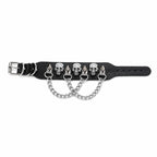 90s Gothic Skull Spike Bracelet Adjustable Punk Rock Bracelet Black Studded Faux Leather Wristband Bracelet for Men