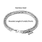 HIGH POLISH Gold Silver Color Cuban Chain Bracelets for Men,Women Stainless Steel Chain Wristband,Causal Simple Jewelry