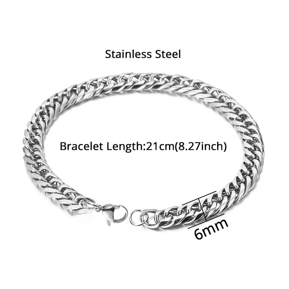 HIGH POLISH Gold Silver Color Cuban Chain Bracelets for Men,Women Stainless Steel Chain Wristband,Causal Simple Jewelry
