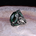 Vintage Black Stone Four-Prong Ring for Men — Two-Tone