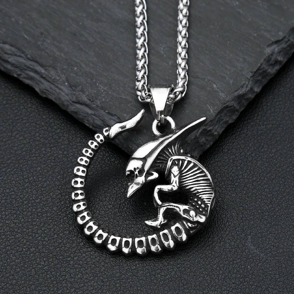 Alien Skull Pendant — Stainless Steel