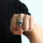 BOCAI New Punk Rock Skull Ring for Man Real S925 Silver Handmade Retro Personality Domineering Tough Guy Jewelry Accessory