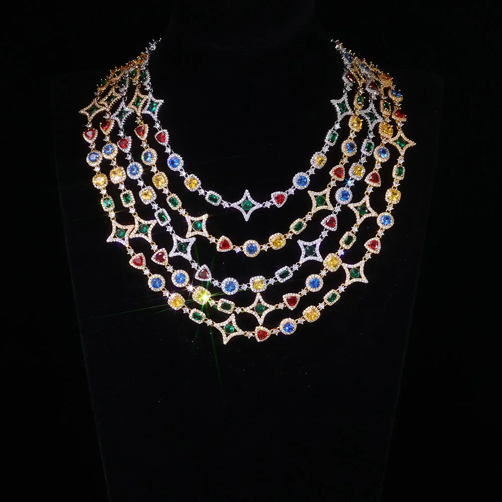 Iced Out Chain Necklace Stainless Steel Multicolor