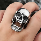 High Polish Gothic Vampire Skull Rings For Men Heavy Skull Stainless Steel Biker Ring Punk Motorcyclist Jewelry Gift