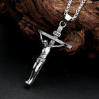 Punk Jesus Christ Cross Pendant Necklace For Men 316L Stainless Steel Fashion Religious Prayer Amulet Jewelry Gifts