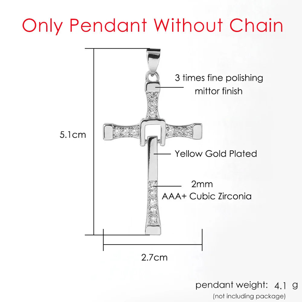 Cross Pendant Rope Chain Necklace Stainless Steel