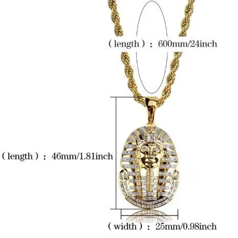 Gold Egyptian Pharaoh Pendant Necklace Statement