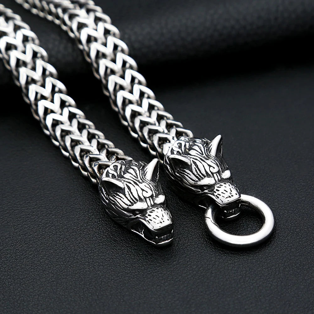 Double Wolf Head Bracelet — Stainless Steel