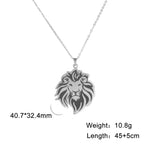 Lion Head Box Chain Pendant — Stainless Steel