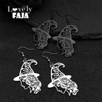 Steel Earrings Witch Head Hollow Flower Big Hoop