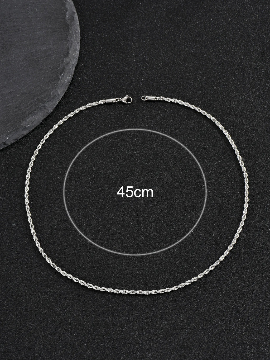2mm Men Silver Color Twisted Twist Chain Necklace Simple Titanium Steel Choker Fashionable Non-fading Stainless Steel