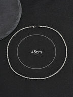 2mm Men Silver Color Twisted Twist Chain Necklace Simple Titanium Steel Choker Fashionable Non-fading Stainless Steel