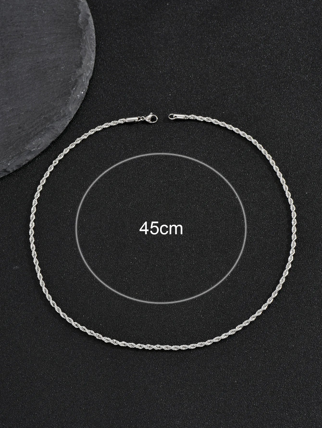 2mm Men Silver Color Twisted Twist Chain Necklace Simple Titanium Steel Choker Fashionable Non-fading Stainless Steel