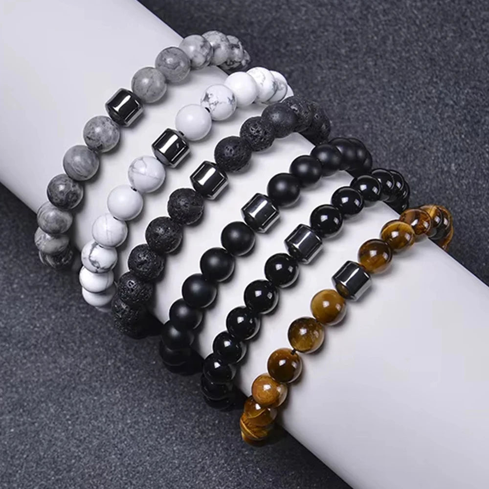 Natural Obsidian Stone Bracelet Magnetic Anxiety Relief Healthy Women Men Smoking Cessation Weight Loss Black Beads