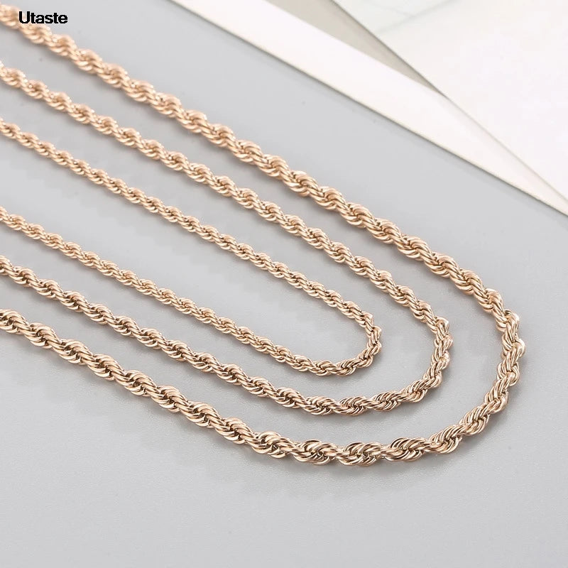 1 piece Gold Black silver Width 2mm/3mm/4mm Rope Chain Necklace/Bracelet For Men Women Man Fashion Chain Necklace