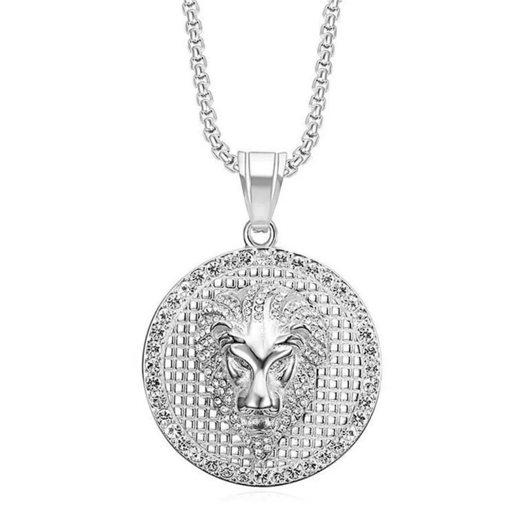 Iced Out Lion Gold Pendant Necklace