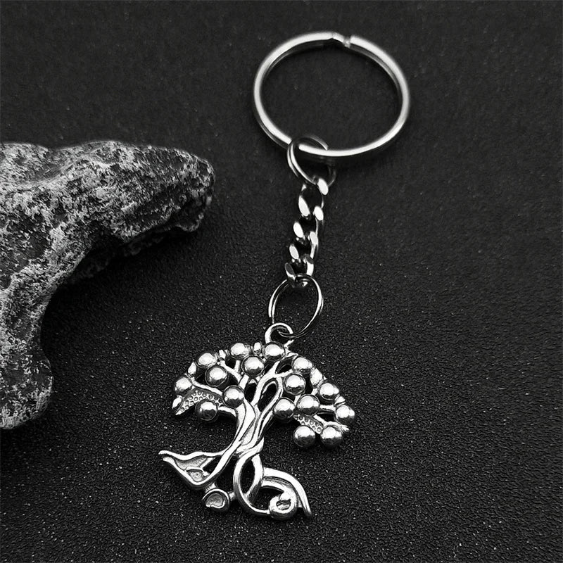 Tree Of Life Silver Pendant Key Hollow Plant Bag