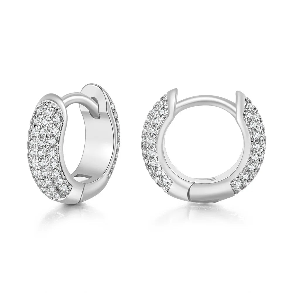 Iced Out Crystal Hoop Earrings — Stainless