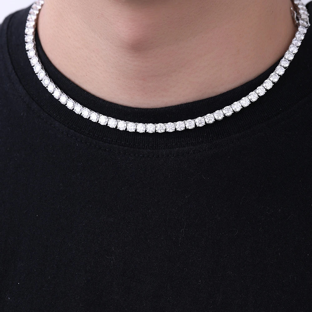 S925 Stering silver D VVS1 Moissanite Tennis Necklace 3/4/5/6mm GRA for Women Man Jewellery Zircon