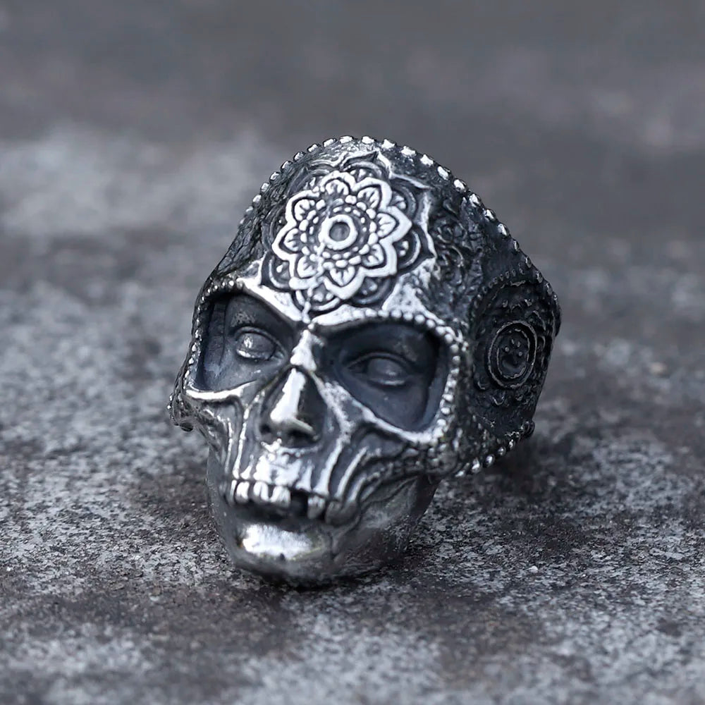 2022 NEW Men's 316L stainless-steel rings decorative pattern skull ring for teens gothic punk Biker Jewelry Gifts free