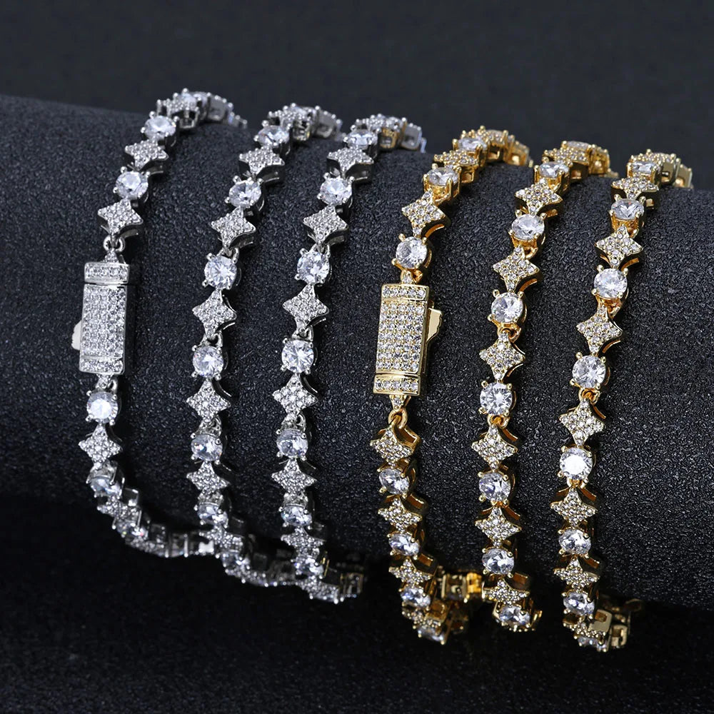 Star Tennis Chain Necklace Iced Out CZ
