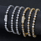 Star Tennis Chain Necklace Iced Out CZ