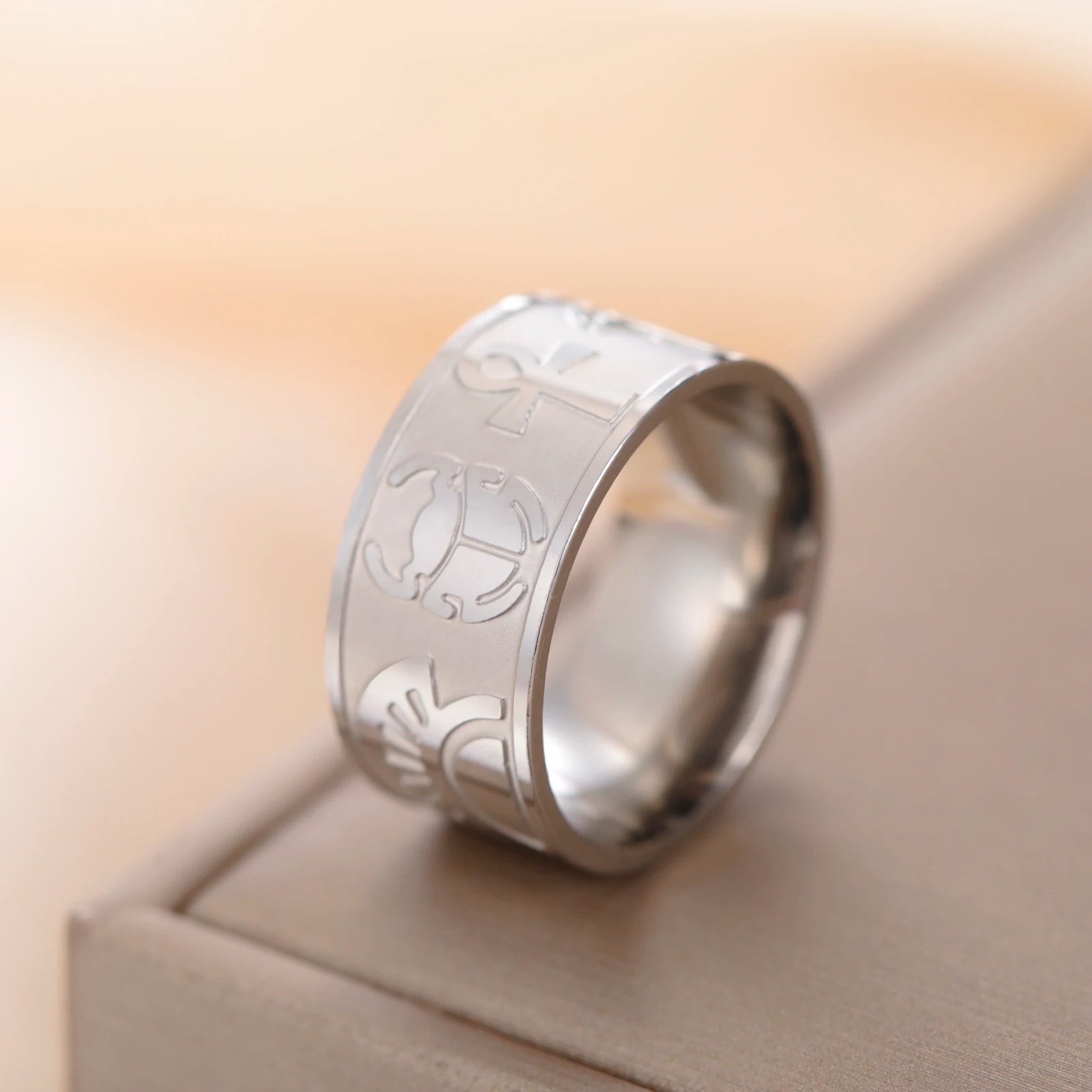 Eye of Horus Ankh Cross Ring — Stainless Steel