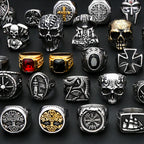 Fashion Punk Vintage Skull Ring Stainless Steel Gothic Biker Ring For Men Women Unique Viking Amulet Jewelry Gift