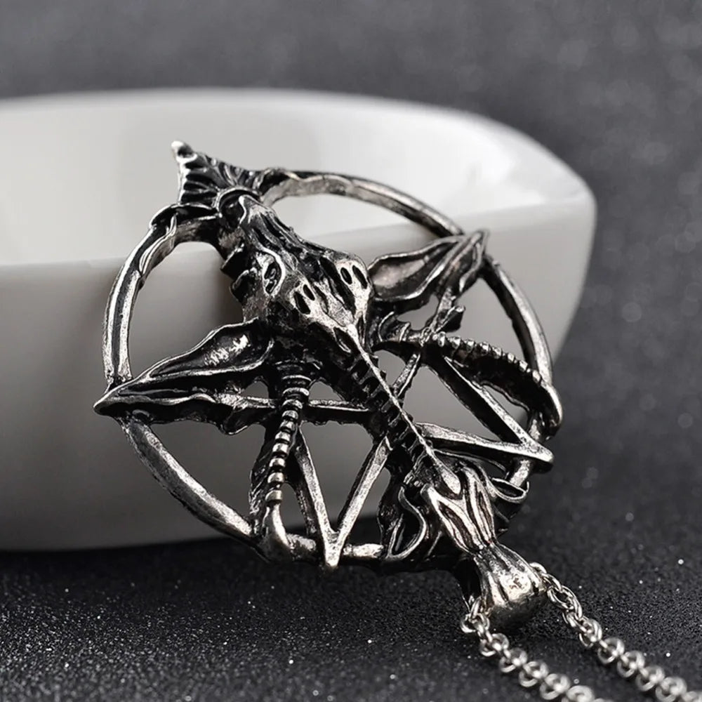 LaVeyan Baphomet Sigil Pendant Necklace — Inverted Pentagram