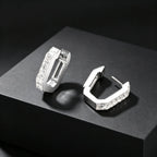 Men's U-shaped White Zircon Hoop Earrings, Fashion High Quality Waterproof Stainless Steel Earrings, Simple Fashion Jewelry
