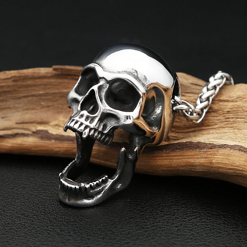 Gothic Skull Bottle Opener Pendant Necklace — Stainless