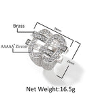 Iced Out Dollar Sign Ring for Men — Two-Tone CZ Pave