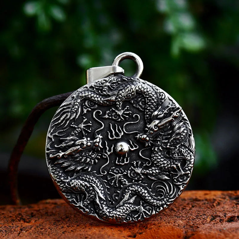 Viking Dragon Stainless Steel Pendant Necklace