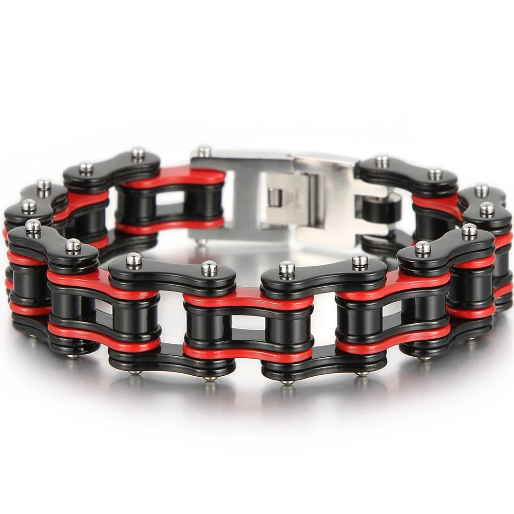 Rock And Roll Men's Bracelet Motorcycle Chain Mechanical Bracelets for Man 316L Stainless Steel Hand Jewelry
