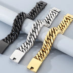 Cool 17MM Width Curb Cuban Link Chain Bracelet for Man Polished Stainless Steel Men's Bracelets Punk Rock Jewelry
