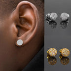Iced Out Hemispherical Stud Earrings — SS