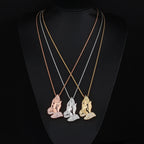 ESKEEM Wholesale Hip Hop Iced Out CZ Hamsa Hand Pendant Necklace Jewelry for Women Men Gold Silver Charm Diamond Pendant Gift