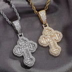Gold Iced Out Cross Pendant Necklace CZ