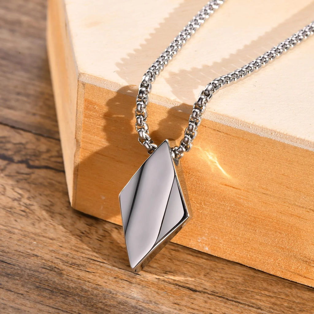 Rhombus Pearl Bead Chain Necklace — SS